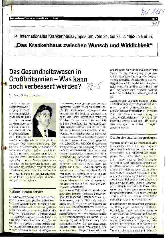 Vorschauseite 1: Das Gesundheitswesen in Großbritannien - Was kann noch verbessert werden?