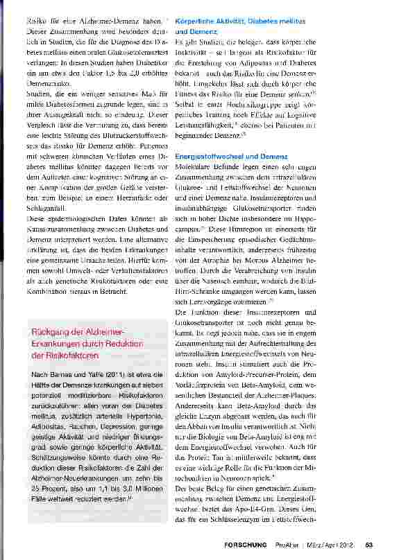 Vorschauseite 2: Diabetes mellitus und Demenz