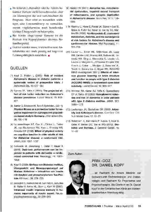 Vorschauseite 4: Diabetes mellitus und Demenz