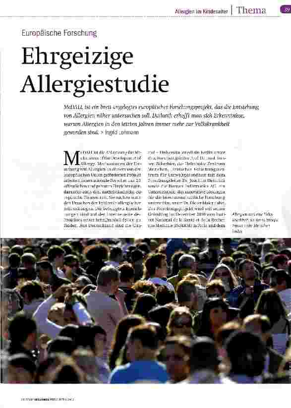 Vorschauseite 1: Ehrgeizige Allergiestudie
