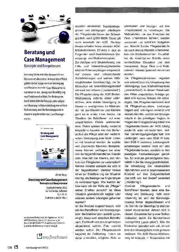 Vorschauseite 2: Umsetzung und Aufgabenverständnis der Pflegeberatung nach §7a SGB XI bei der AOK Baden-Württemberg
