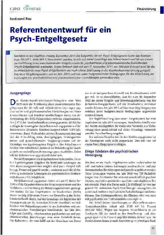 Vorschauseite 1: Referentenentwurf für ein Psych - Entgeltgesetz