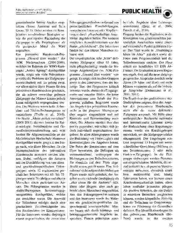 Vorschauseite 2: Wie können ältere Menschen für die Inanspruchnahme des präventiven Hausbesuches motiviert werden?