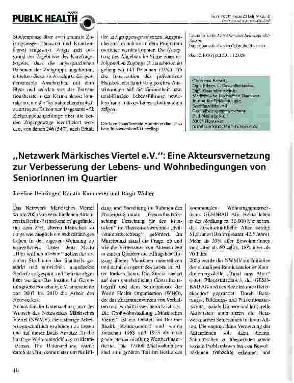 Vorschauseite 3: Wie können ältere Menschen für die Inanspruchnahme des präventiven Hausbesuches motiviert werden?