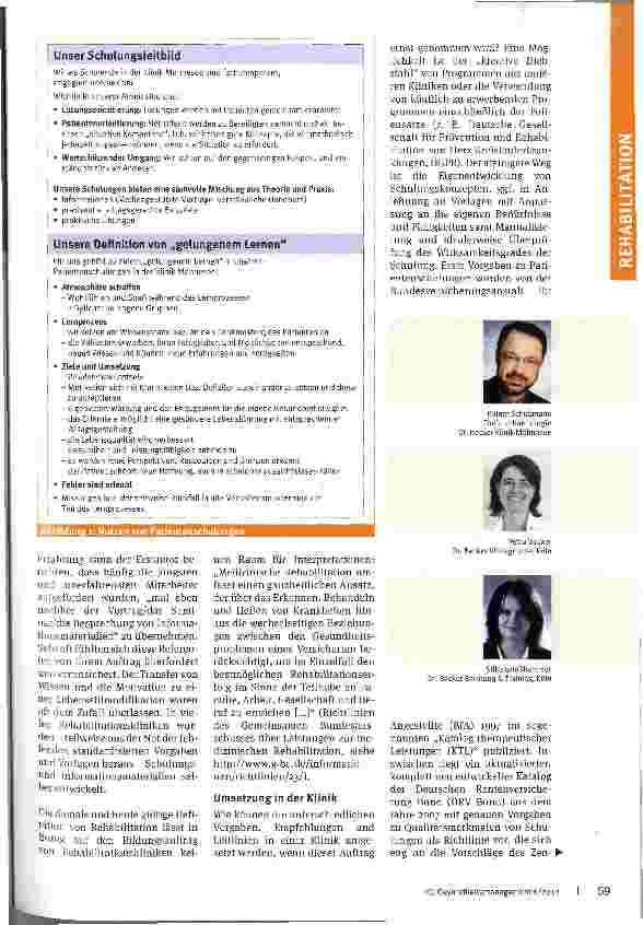Vorschauseite 2: Gesundheit ist erlernbarExzellente Patientenschulung als Best Practice in Rehabilitationskliniken