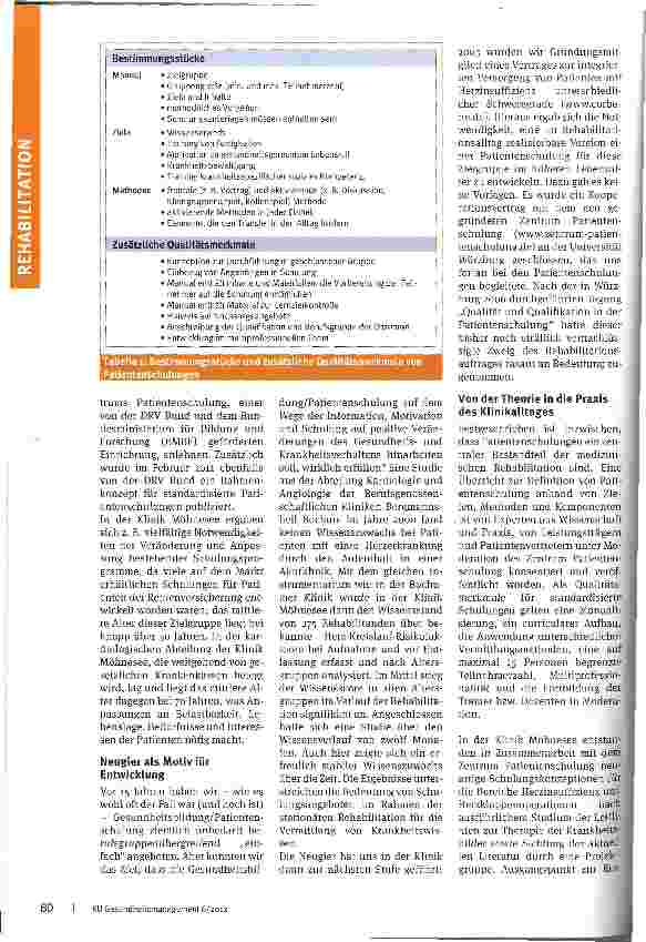 Vorschauseite 3: Gesundheit ist erlernbarExzellente Patientenschulung als Best Practice in Rehabilitationskliniken