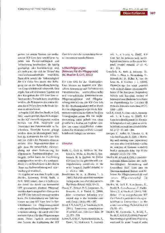 Vorschauseite 2: Validation and implementation of the comprehensive ICF Core Sets for patients with rehabilitation needs in the acute hospital