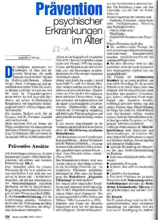 Vorschauseite 1: Prävention psychischer Erkrankungen im Alter