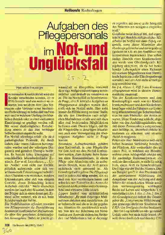 Vorschauseite 1: Aufgaben des Pflegepersonals im Notund Unglücksfall