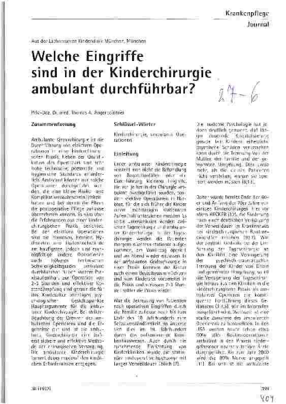 Vorschauseite 1: Welche Eingriffe sind in der Kinderchirurgie ambulant durchführbar?