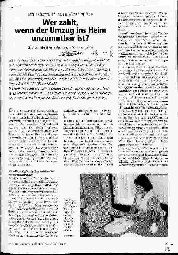 Vorschauseite 1: Wer zahlt, wenn der Umzug ins Heim unzumutbar ist?