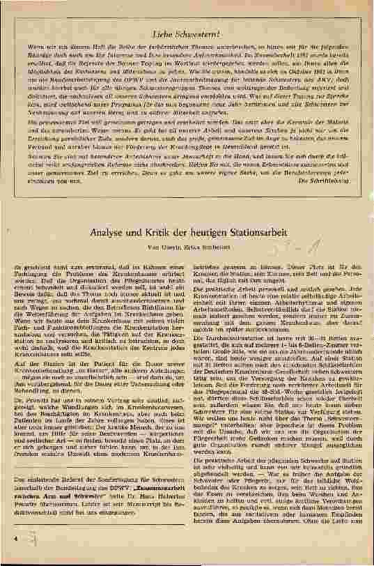 Vorschauseite 1: Analyse und Kritik der heutigen Stationsarbeit