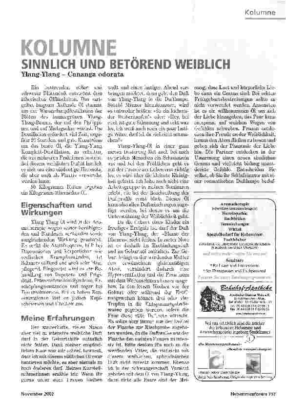 Vorschauseite 1: Sinnlich und betörend weiblich. Kolumne