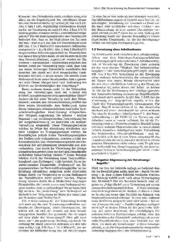 Vorschauseite 2: Die Mitbestimmung des Personalrats bei Versetzungen
