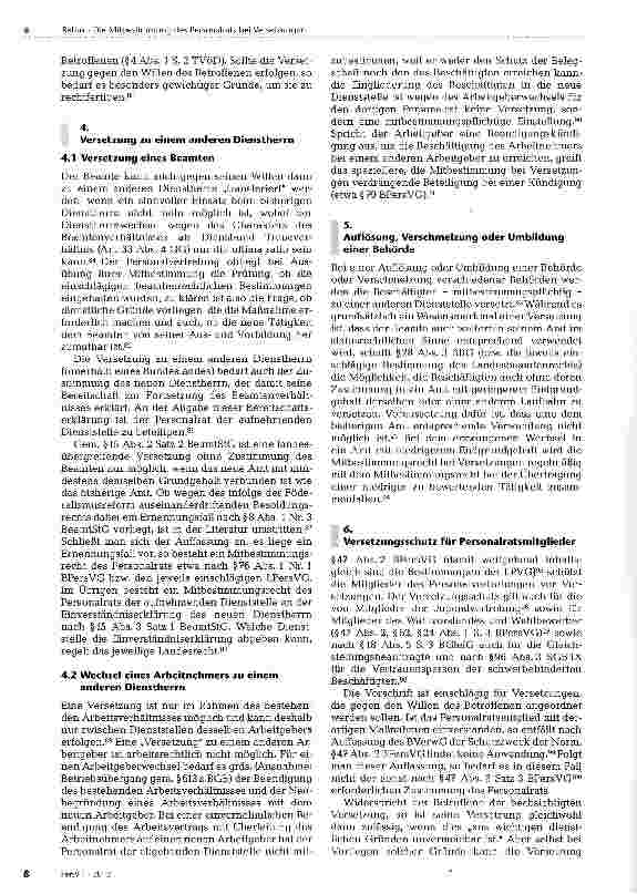 Vorschauseite 5: Die Mitbestimmung des Personalrats bei Versetzungen