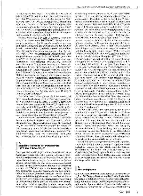 Vorschauseite 6: Die Mitbestimmung des Personalrats bei Versetzungen