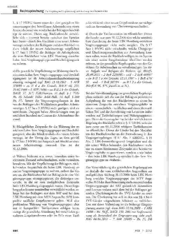 Vorschauseite 5: Zur Vergütung und Eingruppierung nach Ausübung eines Rückkehrrechts