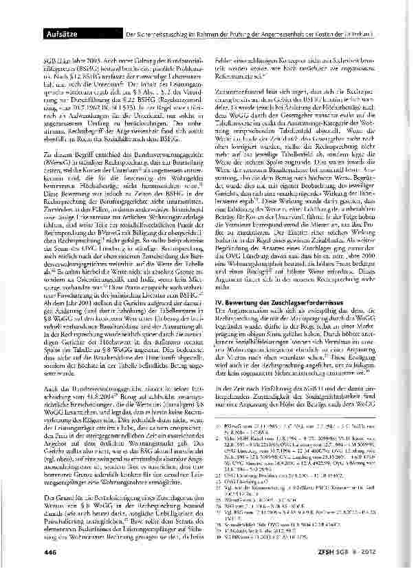 Vorschauseite 3: Der Sicherheitszuschlag im Rahmen der Prüfung der Angemessenheit der Kosten der Unterkunft nach dem SGB II