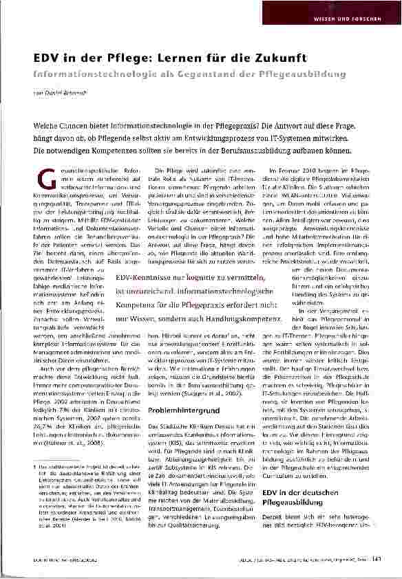 Vorschauseite 1: EDV in der Pflege: Lernen für die Zukunft