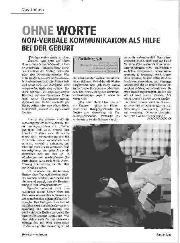 Vorschauseite 1: OHNE WORTENON-VERBALE KOMMUNIKATION ALS HILFE BEI DER GEBURT