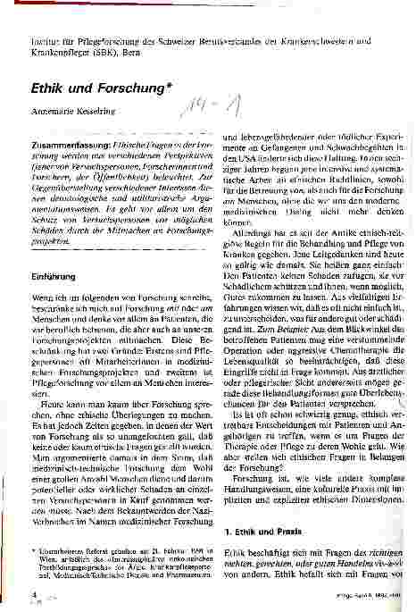 Vorschauseite 1: Ethik und Forschung