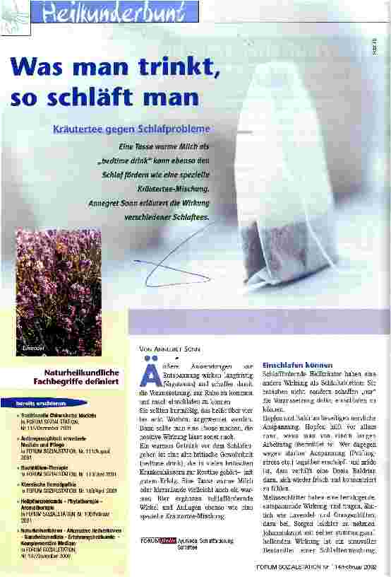 Vorschauseite 1: Was man trinkt, so schläft man Kräutertee gegen Schlafprobleme