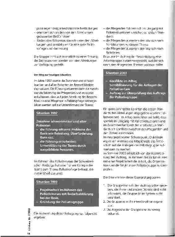 Vorschauseite 2: Die Interdisziplinäre Arbeitsgruppe für Palliativpflege am Lindenhofspital