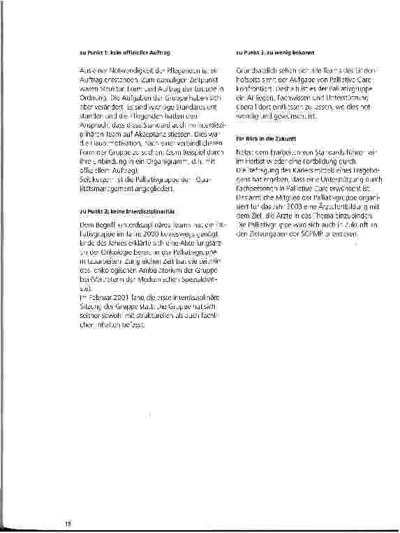 Vorschauseite 3: Die Interdisziplinäre Arbeitsgruppe für Palliativpflege am Lindenhofspital