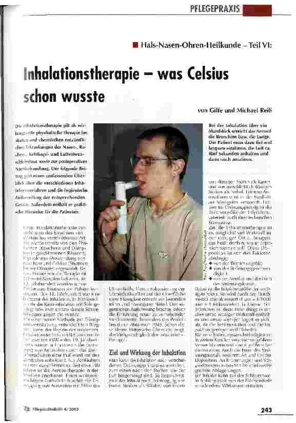 Vorschauseite 1: Inhalationstherapie - was Celsius schon wusste