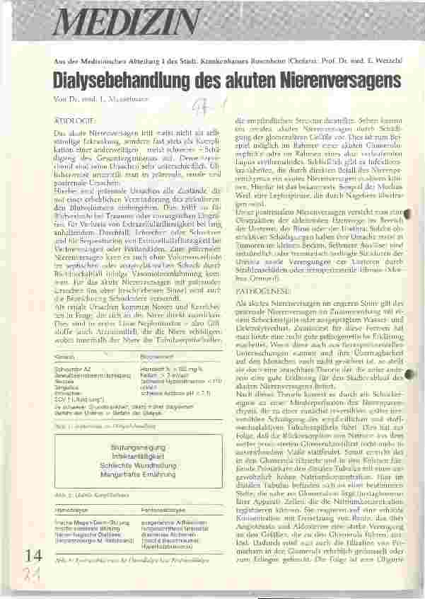 Vorschauseite 1: Dialysebehandlung des akuten Nierenversagens.