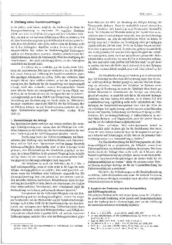 Vorschauseite 2: Krankenkassen in der Insolvenz des Beitragsschuldners