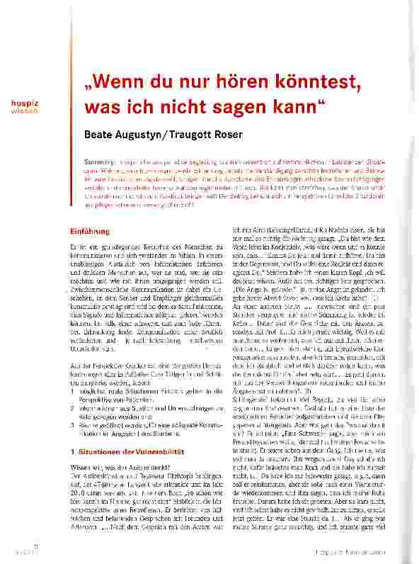 Vorschauseite 1: „Wenn du nur hören könntest, was ich nicht sagen kann