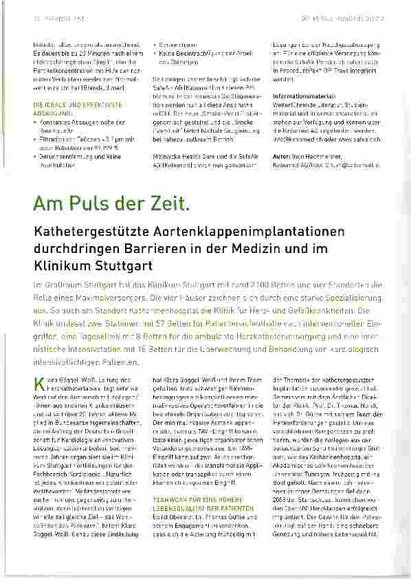 Vorschauseite 1: Kathetergestützte Aortenklappenimplantationen durchdringen Barrieren in der Medizin und im Klinikum Stuttgart