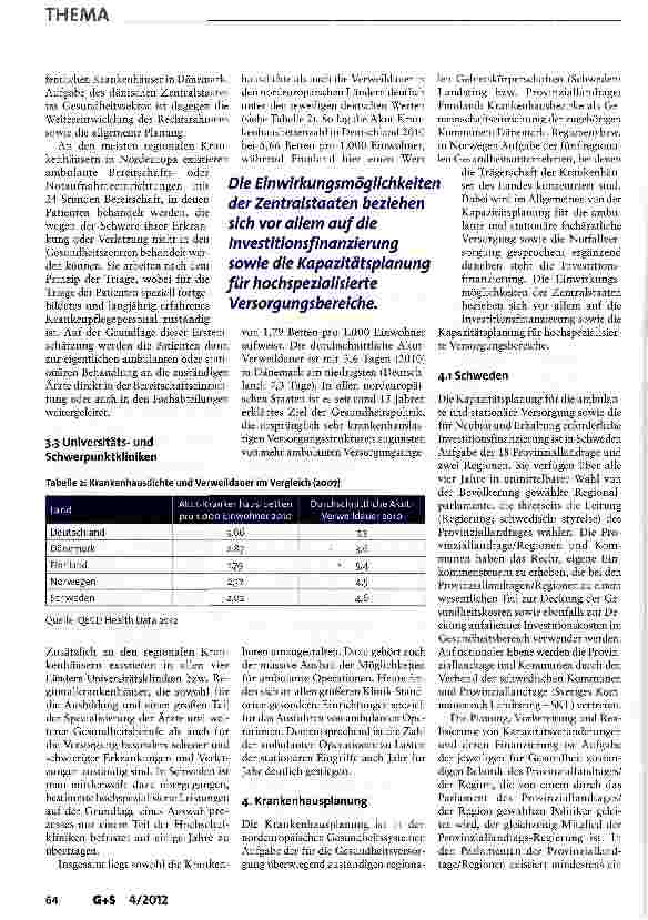 Vorschauseite 5: Erfahrungen mit der Krankenhausplanung in Nordeuropa