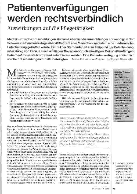 Vorschauseite 1: Patientenverfügungen werden rechtsverbindlich