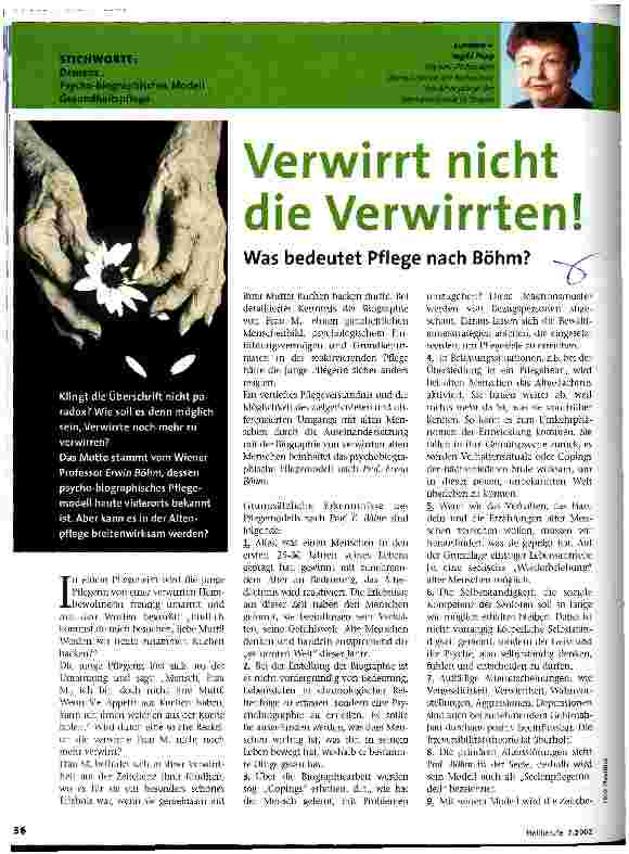 Vorschauseite 1: Verwirrt nicht die Verwirrten! Was bedeutet Pflege nach Böhm?