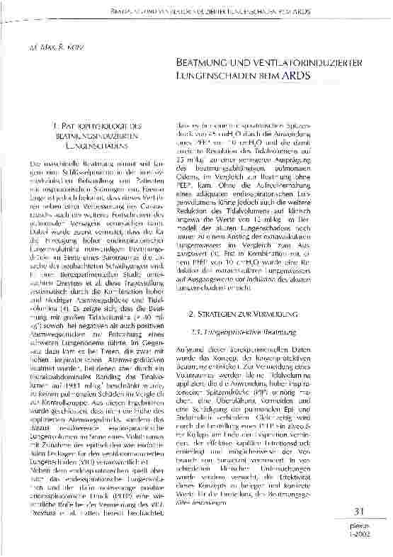 Vorschauseite 1: Beatmung und ventilatorinduzierter Lungenschaden beim ARDS