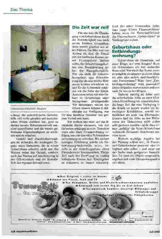 Vorschauseite 2: KOSTEN,KACHELN, KONKURRENZGRÜNDUNG EINES GEBURTSHAUSES IM ALLGÄU