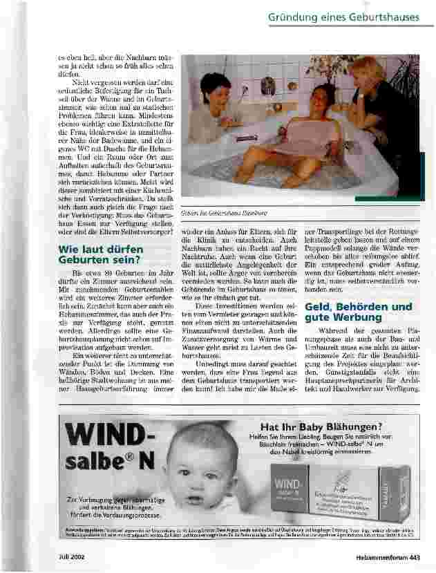Vorschauseite 5: KOSTEN,KACHELN, KONKURRENZGRÜNDUNG EINES GEBURTSHAUSES IM ALLGÄU
