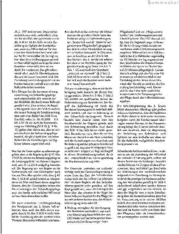 Vorschauseite 2: Leistungspflicht der Krankenkassen für Ernährungspumpen und Überleitsysteme Entscheidung des BSG vom 6.6.2002