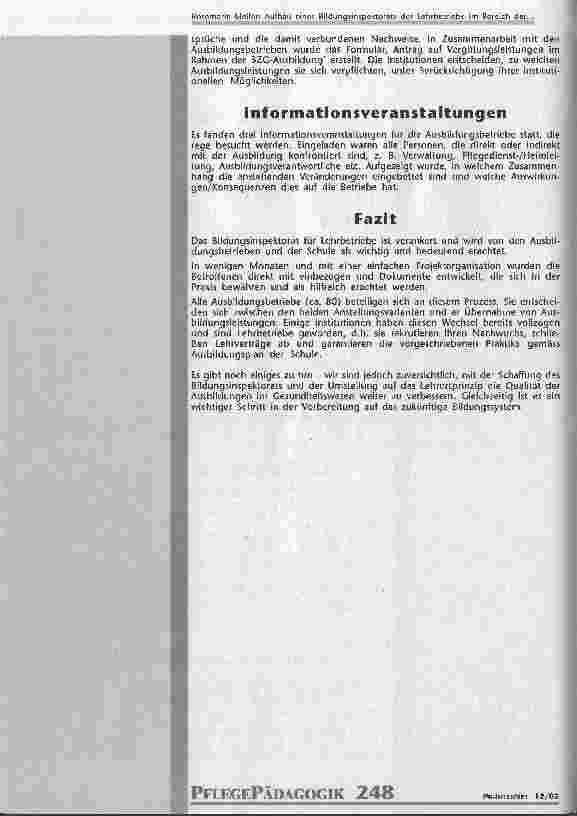 Vorschauseite 6: Aufbau eines Bildungsinspektorats der Lehrbetriebe im Bereich der Ausbildungen für Gesundheitsund Krankenpflege Teil 2: Qualitätssicherung