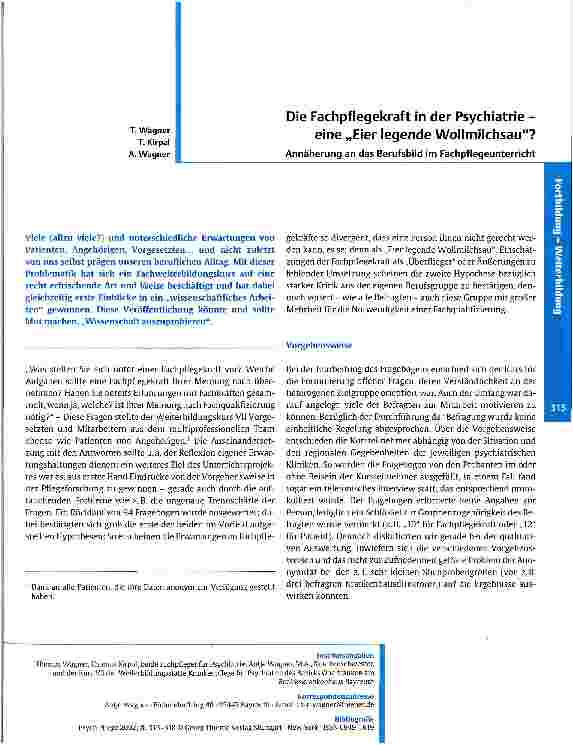 Vorschauseite 1: Die Fachpflegekraft in der Psychiatrie - eine Eier legende Wollmilchsau?