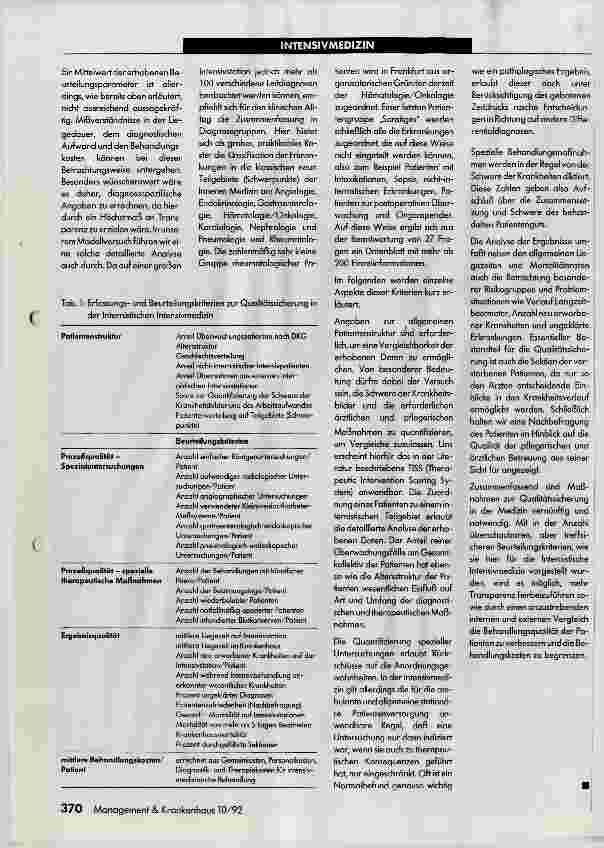 Vorschauseite 3: Qualitätssicherung in der Internistischen Intensivmedizin Vorstellung eines Modells aus dem Universitätsklinikum Frankfurt