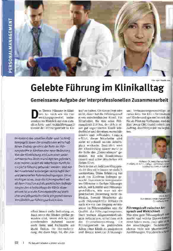 Vorschauseite 1: Gelebte Führung im KlinikalltagGemeinsame Aufgabe der interprofessionellen Zusammenarbeit