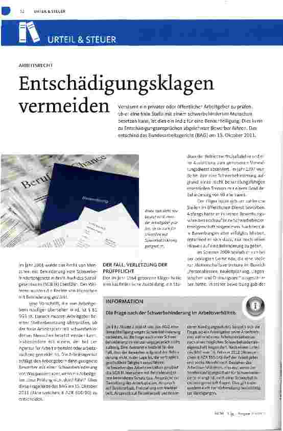 Vorschauseite 1: ARBEITSRECHTEntschädigungsklagen vermeiden