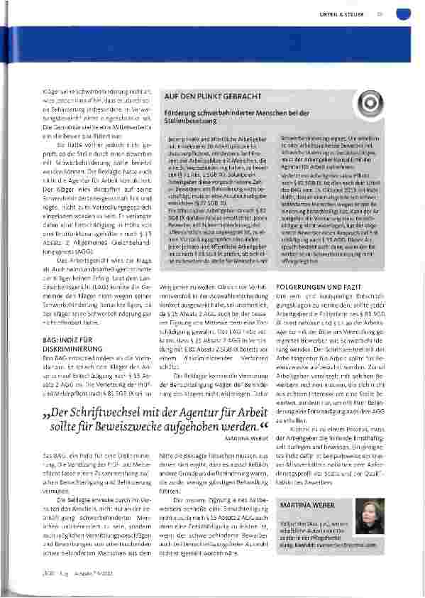 Vorschauseite 2: ARBEITSRECHTEntschädigungsklagen vermeiden