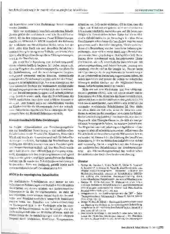 Vorschauseite 5: Berufliche Orientierung in der medizinischen neurologischen Rehabilitation aus Sicht der Deutschen Rentenversicherung