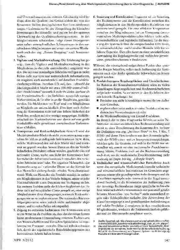 Vorschauseite 3: Vorschläge der Kommission für eine Verordnung über Medizinprodukte und eine Verordnung über In-vitro-Diagnostika - Ein Überblick