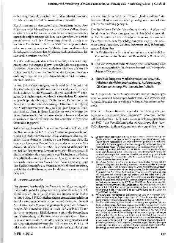 Vorschauseite 5: Vorschläge der Kommission für eine Verordnung über Medizinprodukte und eine Verordnung über In-vitro-Diagnostika - Ein Überblick