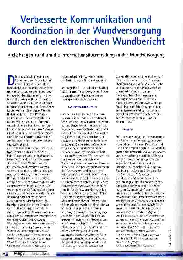 Vorschauseite 1: Verbesserte Kommunikation und Koordination in der Wundversorgung durch den elektronischen Wundbericht